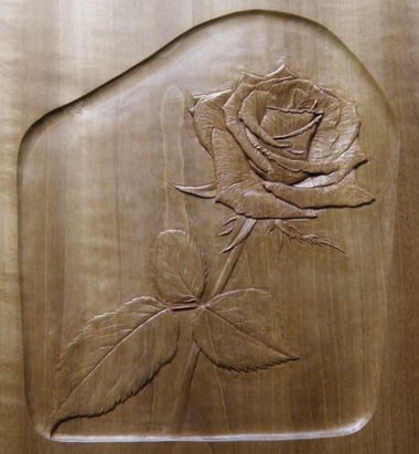花の彫刻「薔薇(バラ)」　部分拡大